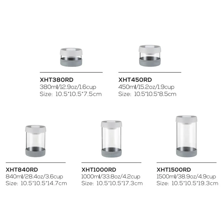 IKOO Microwavable Airtight Glass Coffee Nuts Canister Set Logo Printed Food Container for Kitchen Storage Seasonings Packaging