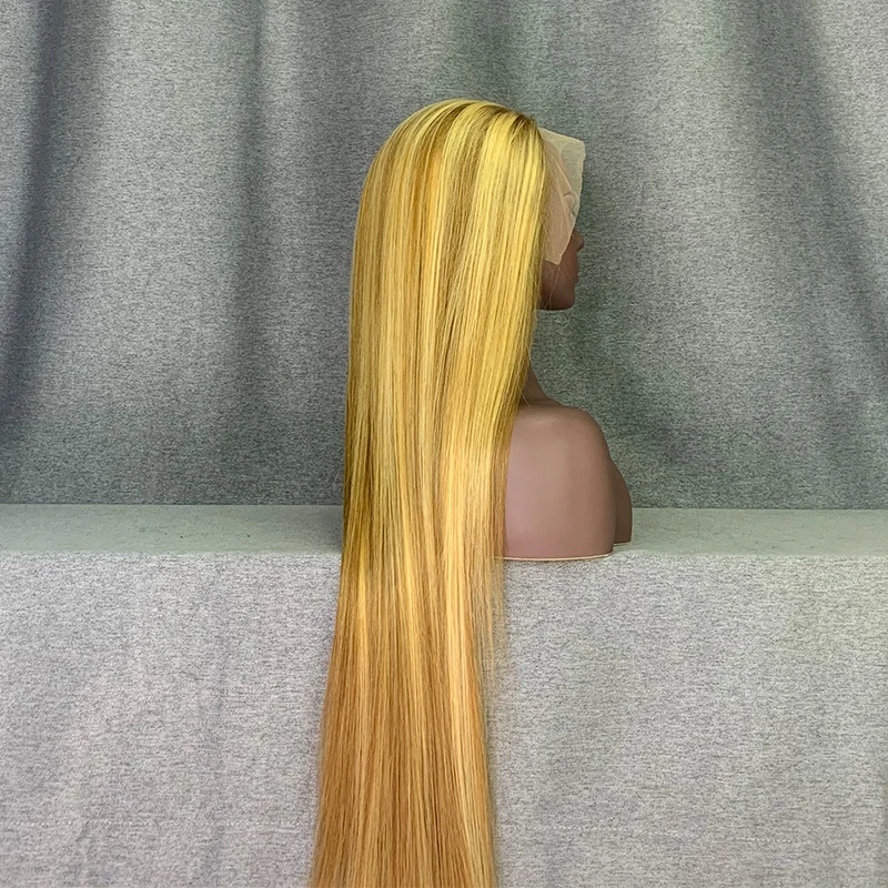 New 613 blonde highlight honey brown natural 13x4 13x6 transparent swiss front human hair lace wigs
