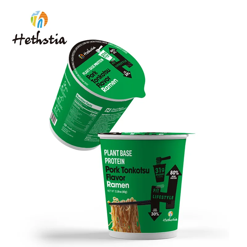 High in Plant-Based Protein Non-GMO Vegan Cup Noodles Kosher Pork Tonkotsu Flavor Ramen