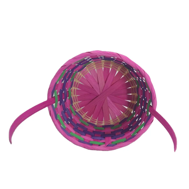 OEM ODM Оптовая Ручная работа натуральная красочная бамбуковая подарочная корзина бамбуковая корзина для хранения Бамбуковая ручка Пасхальная корзина