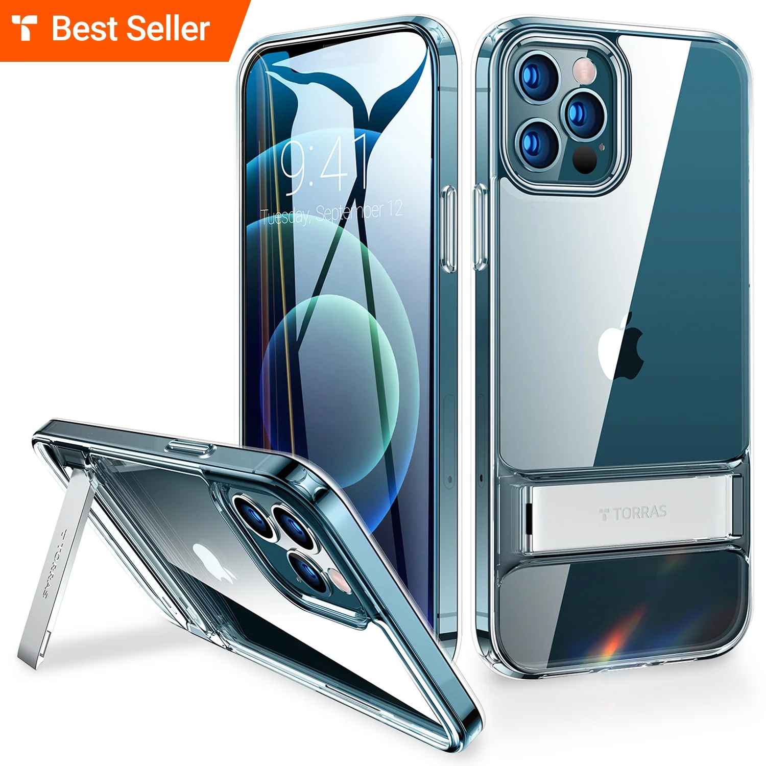 
TORRAS Top Moonclimber Series Armor-Level Protection Slim Shockproof Bulk with Metal Kickstand Phone Case For iPhone 12 Pro Max 