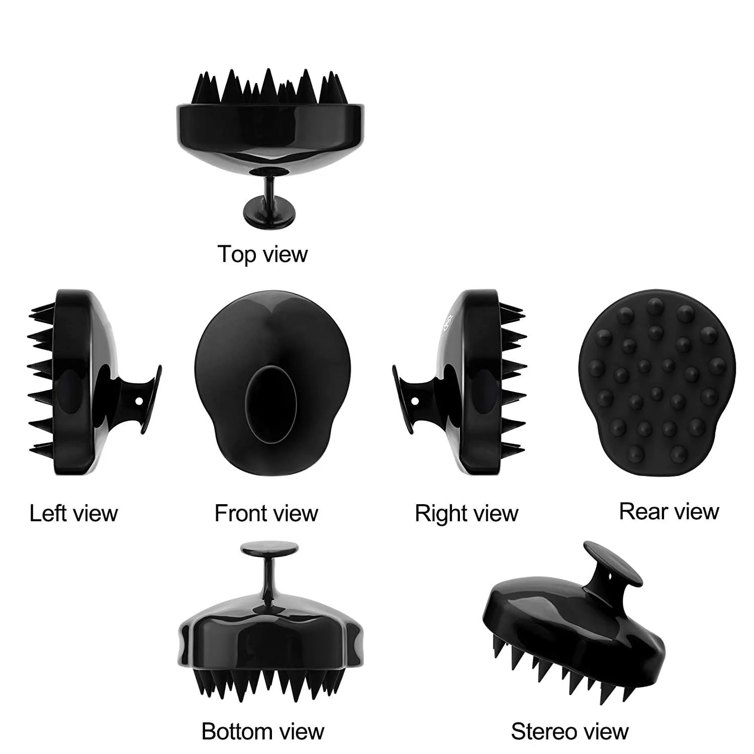 Amazon black silicone bristles exfoliate and remove dandruff shampoo brush washing shampoo tool hair care scalp massager