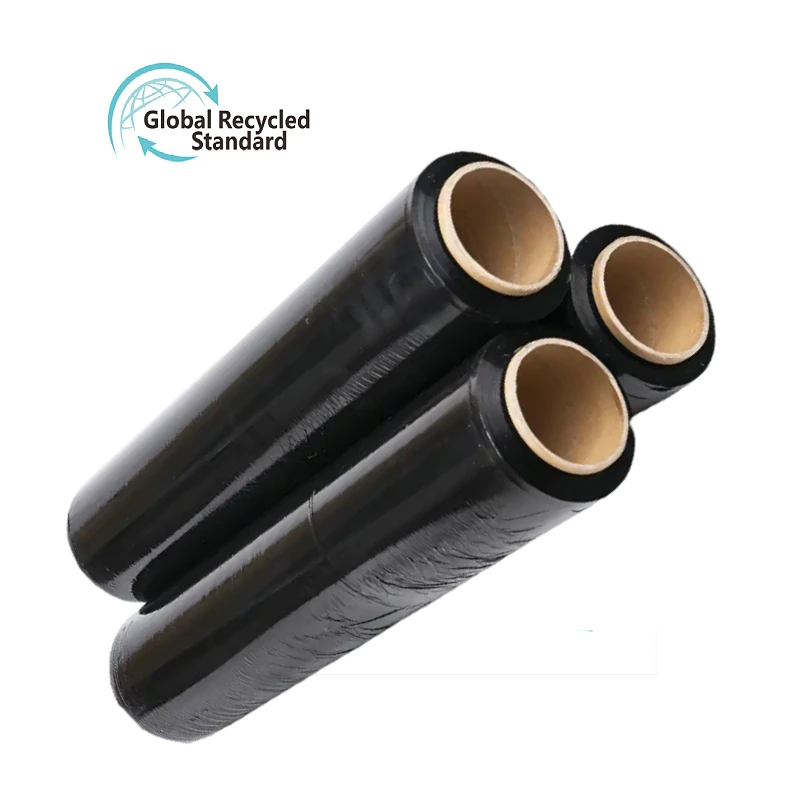 GRS certification Black Pallet Packaging Stretch Wrap Stretch Film For Storage Packaging RPE black Transparent Protective Film