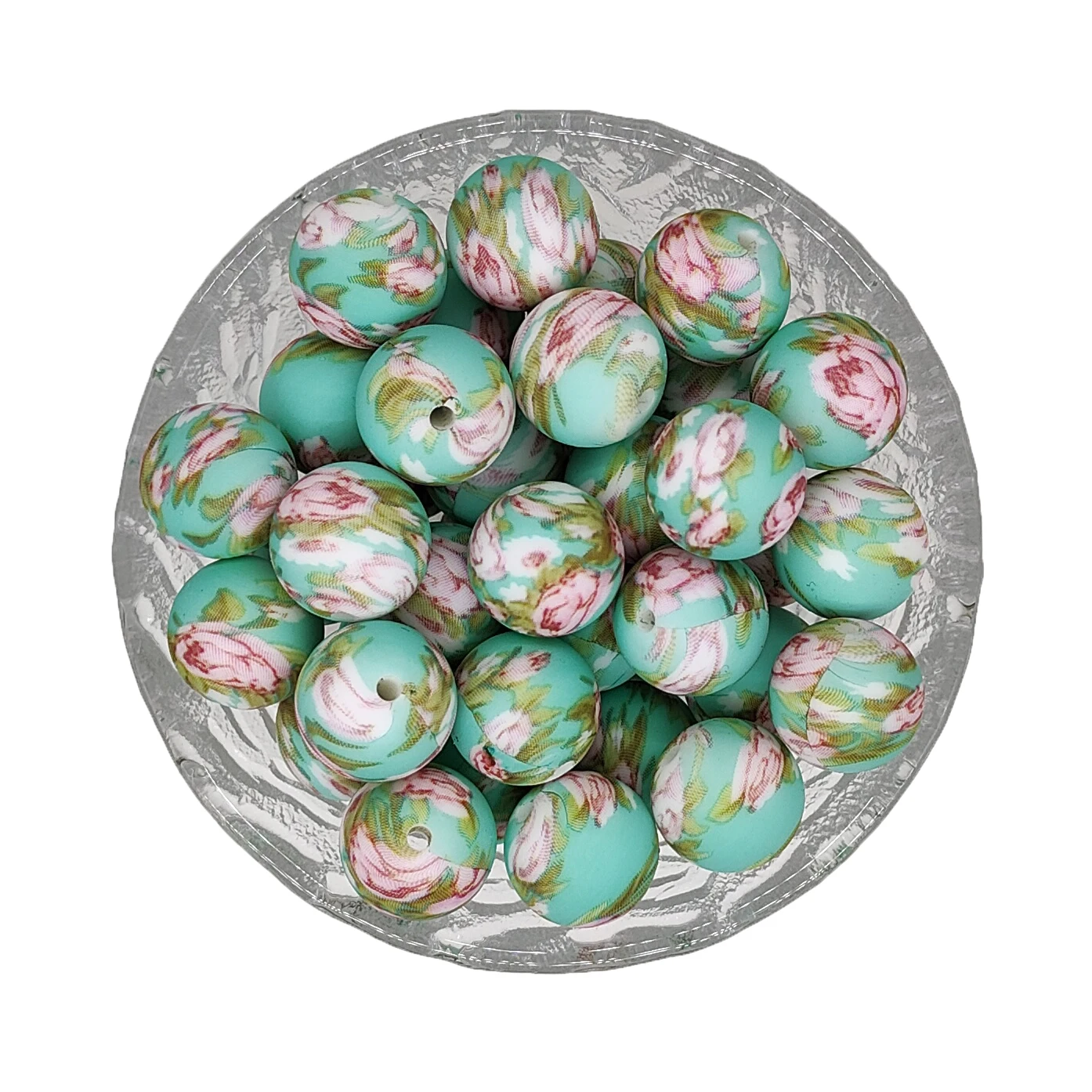 Diy Necklace Bracelet Accessory Beads 15mm Floral Silicone Focal Beads Infants Silicone Teething Loose Beads