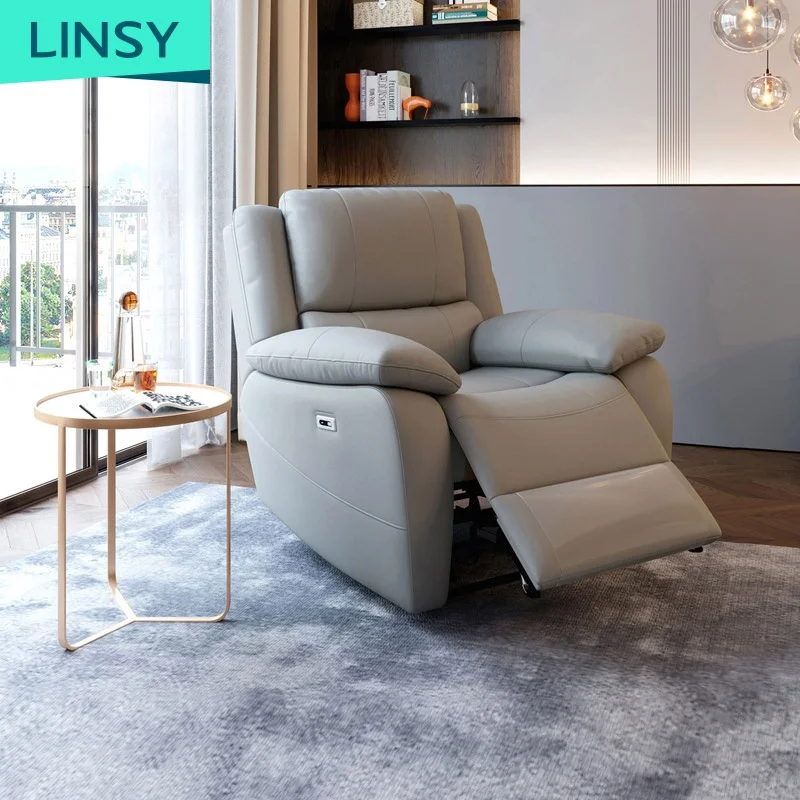 Modern Lazy Multifunctional Single Arm Leather Recliner Sofa Chairs With Footres