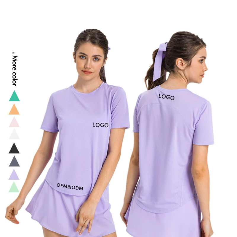 Xsunwing Women loose Short Sleeve Sports Tennis Workout Yoga Tops Comfortable Active Wear Training Gymwear plain t shirts WDQ333