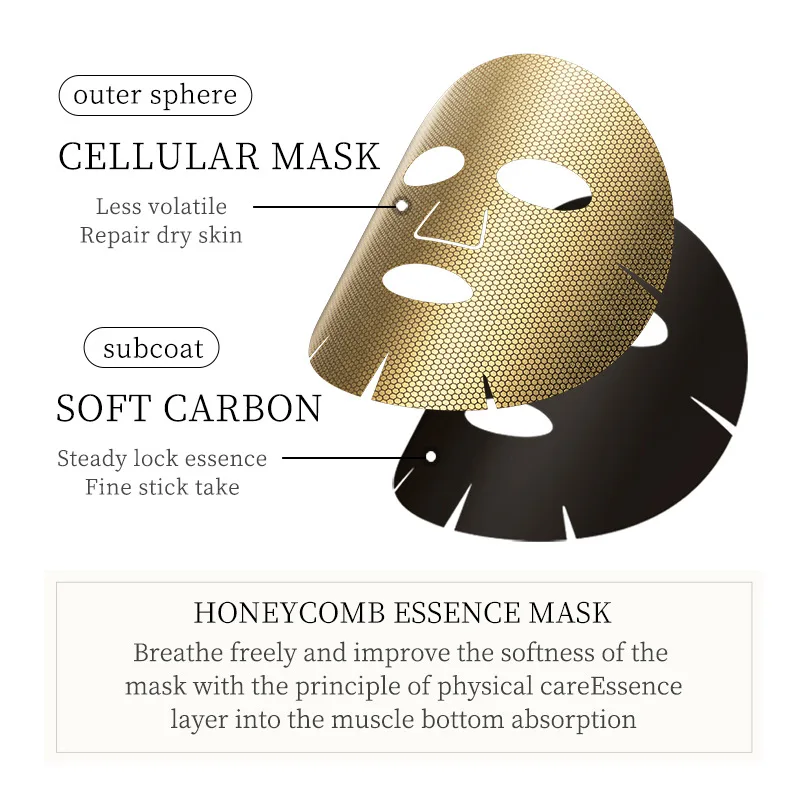 Wholesale gold mask Honey Hydrating Moisturizing Anti-aging Honeycomb soft carbon double membrane cloth Facial Sheet Mask