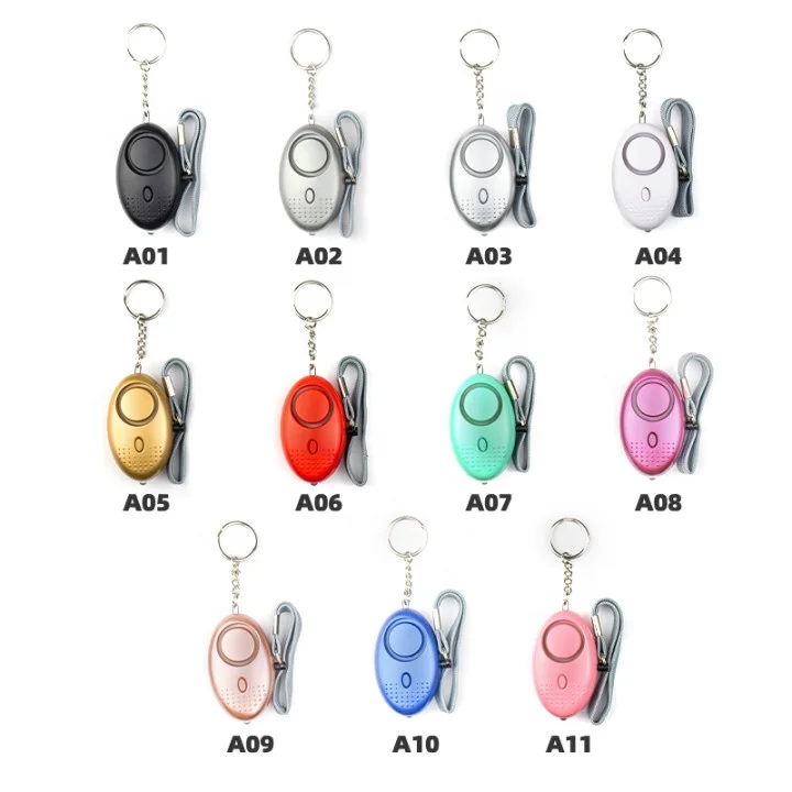 Factory Wholesale Price Multi Color Alarm Outdoor Security Self Defense Keychain 140dB with LED Light Alarm for Women