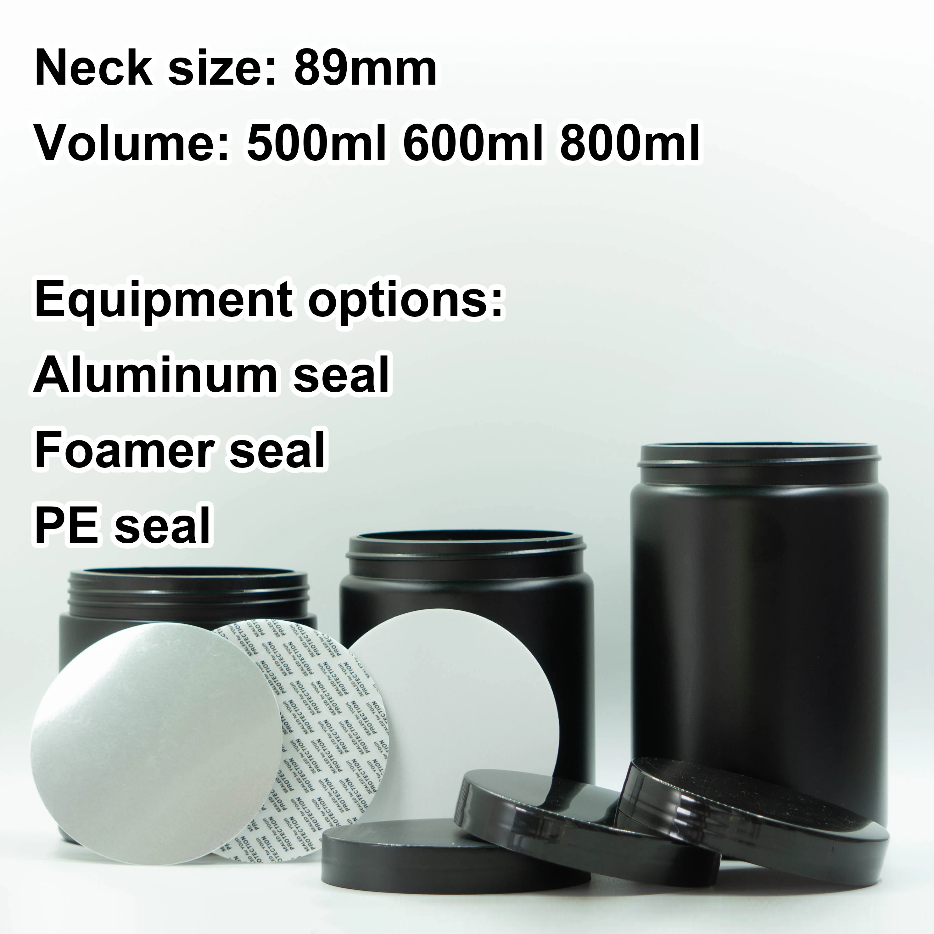 OEM&ODM 500ml HDPE Black Round Empty Plastic Protein Powder Container Jar Bottle Frosted jar with lid