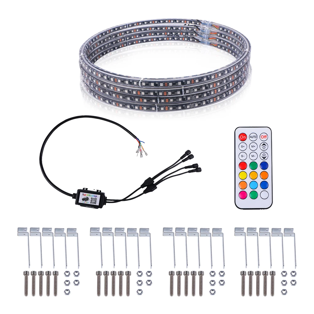 Car 15.5' Adjustable Led Wheel Light Illuminated Wheel Ring Lights App Control Multi-Colors Brightest Rgb Tire Lights