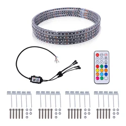Double side 14 inch car wheel light RGB blue  tooth control & remote wireless 121 modes wheel indicator light car for trucks