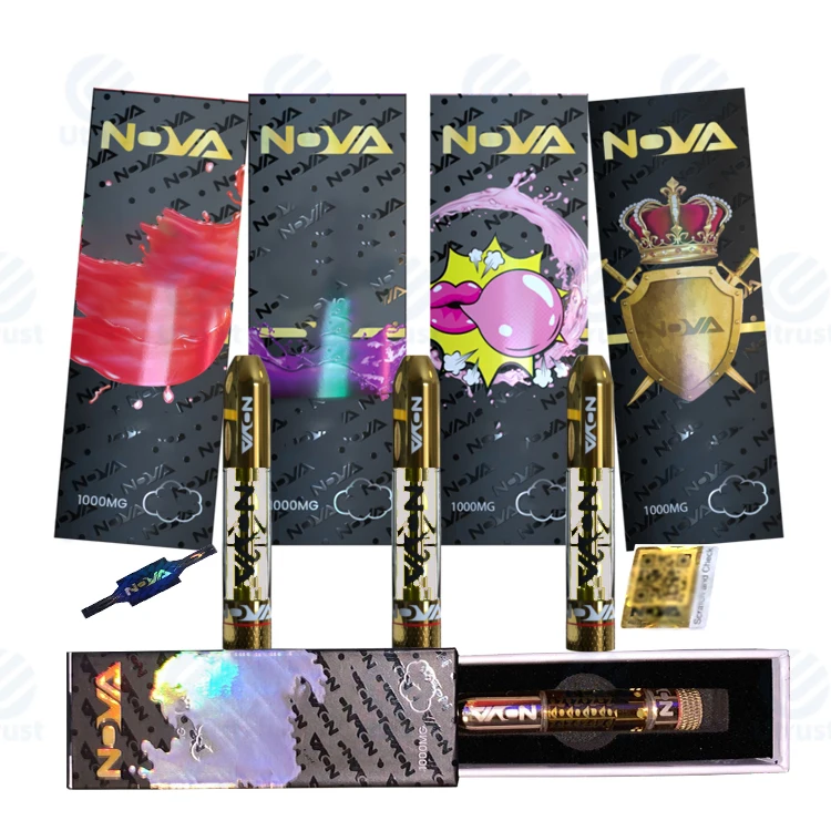 
 Custom Logo NOVA vape cartridge packaging box cbd cartridge metal tip gold empty vape pen cartridge with set package  