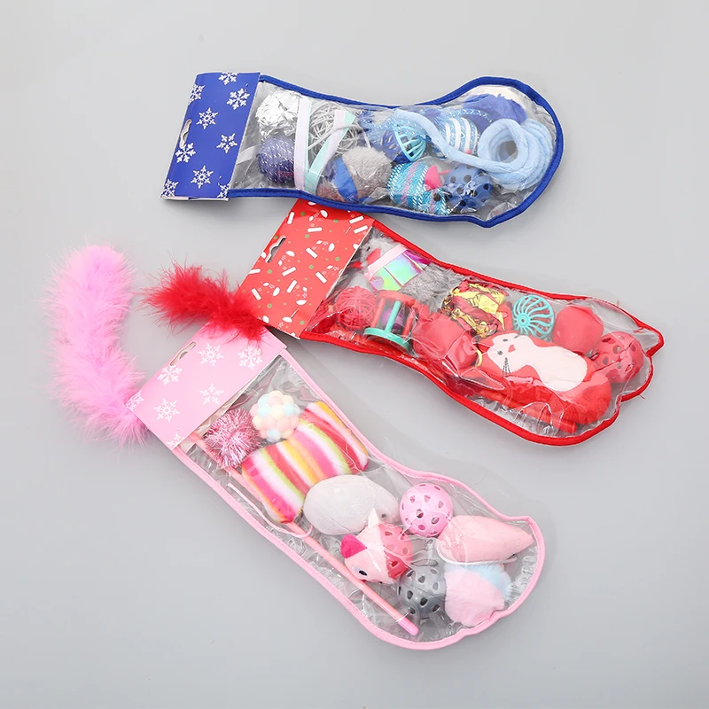 Christmas combination cat toy  set PE socks package  pet products