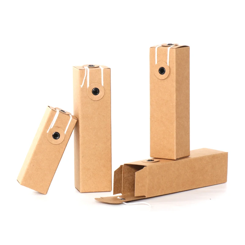 customized kraft paper box for 10ml 30ml essential oil cosmetic concentrate pet wax glass bottle  with winding seal design