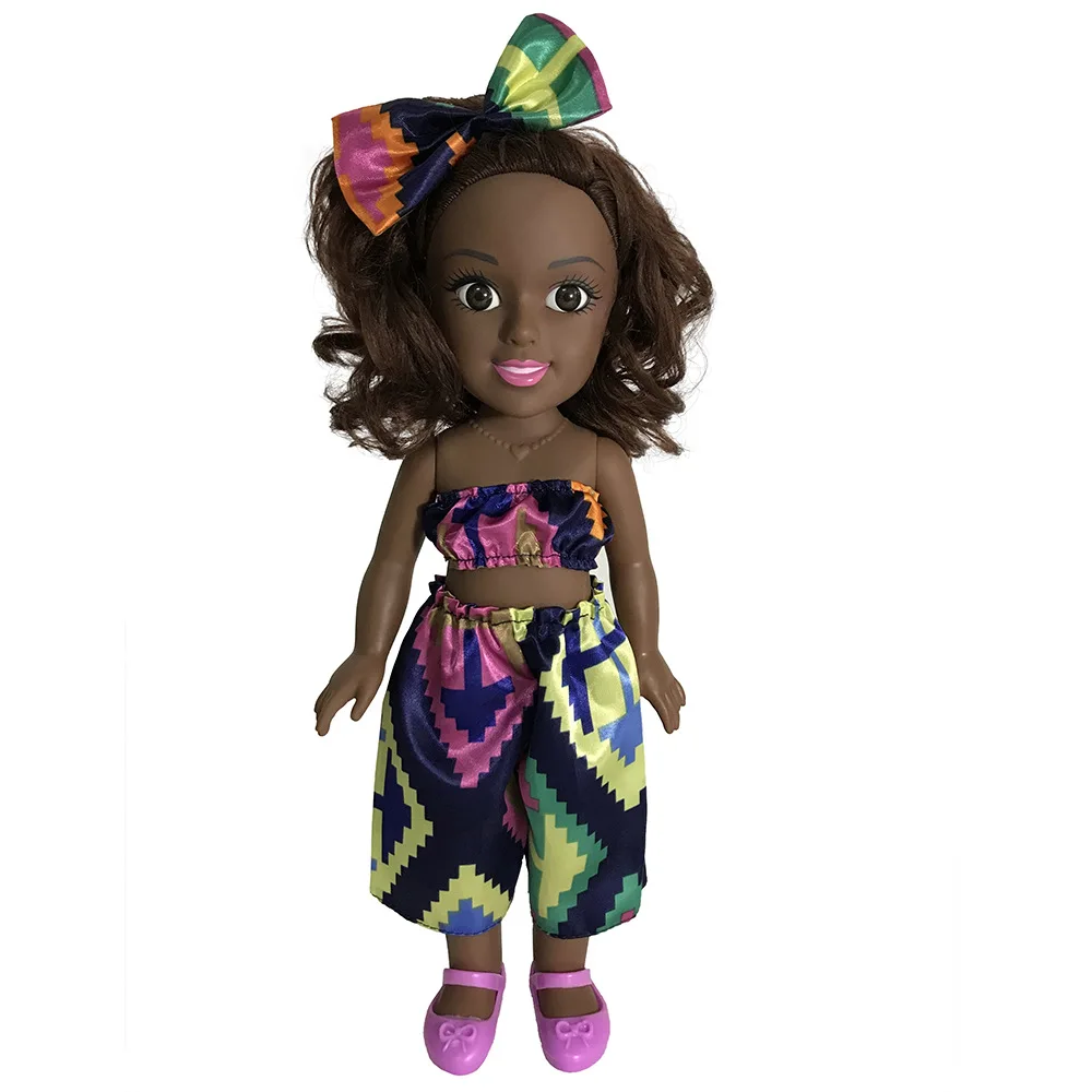 35CM Black brown American African Girl Baby Doll best gift playmates doll for Kids