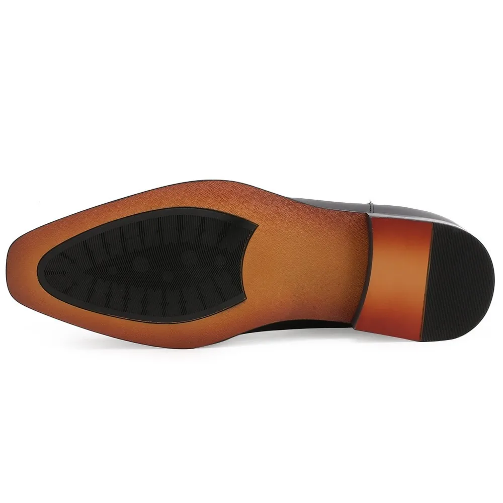 Height Increasing Chelsea Boots Black Leather Tall Men Shoes High Heel Boots For Men 7CM / 2.76 Inches