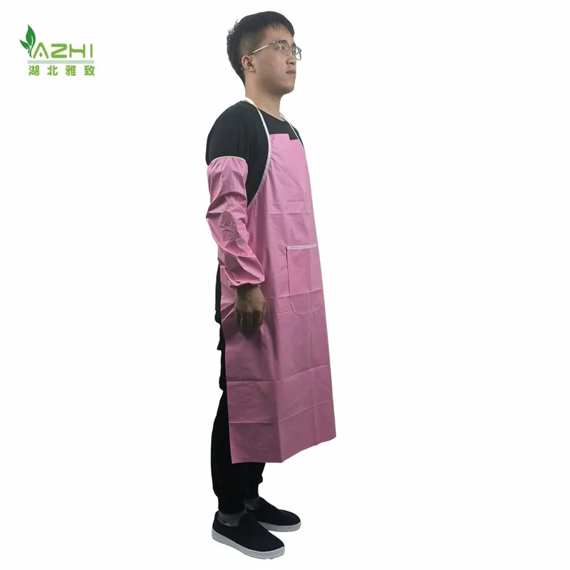 Disposable microporous Apron Barber industrial Apron Non Woven SF Anti-dust Suit Painting pink aprons