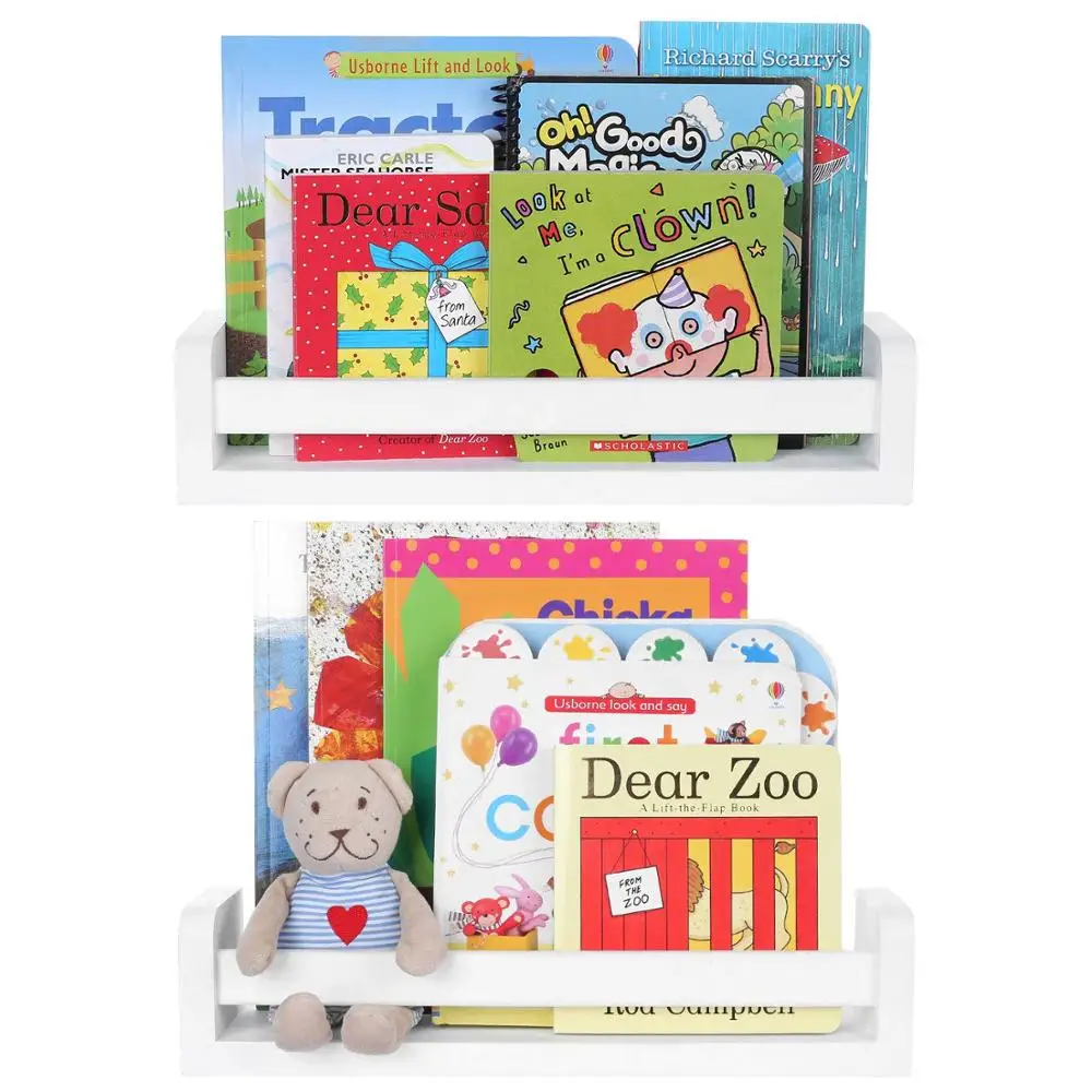 
White Book Shelves Nursery Organizer Floating Shelves for Ledge Display 