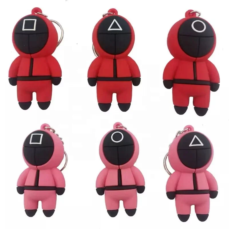 PVC Triangle Square Circle Icon Cosplay Man Women Cute Bag Pendant Netflix Squid Game