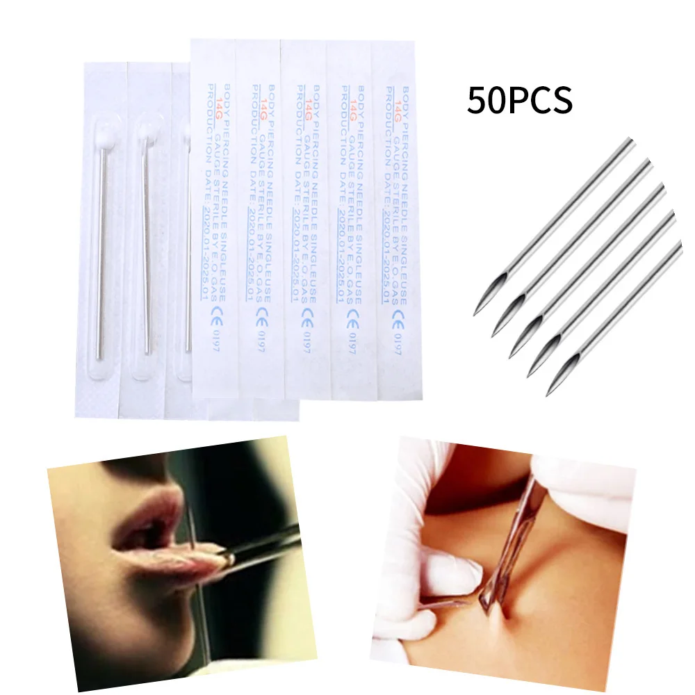 OEM Brand Body Piercing Needles 10g 14G 16g Disposable Sterile Surgical Steel Perforation Needle for Ear Nose Navel Nipple Lip
