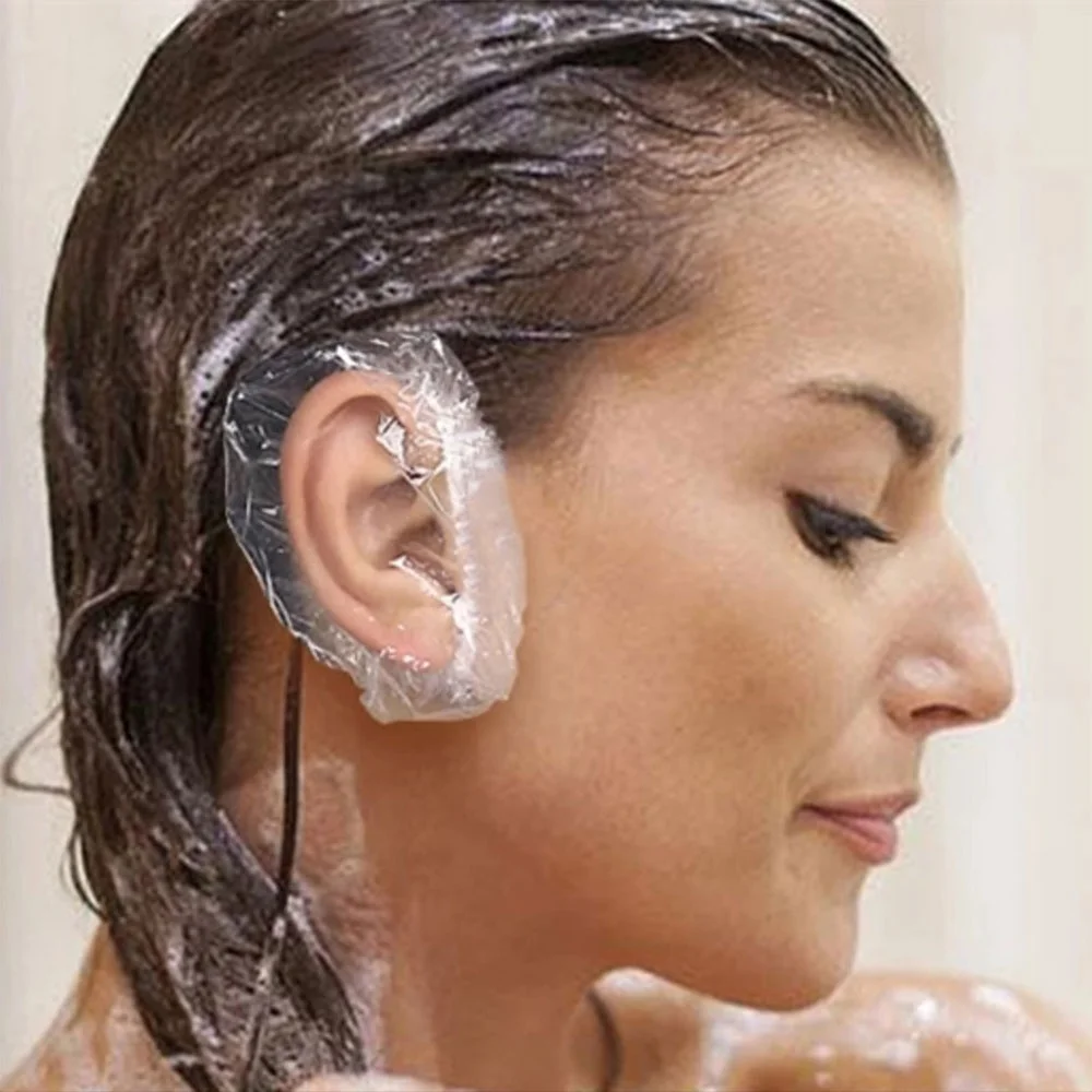 Disposable Plastic Ear Protector Cover Salon Hairdressing Dye Hair Tint Ear Shower Cap