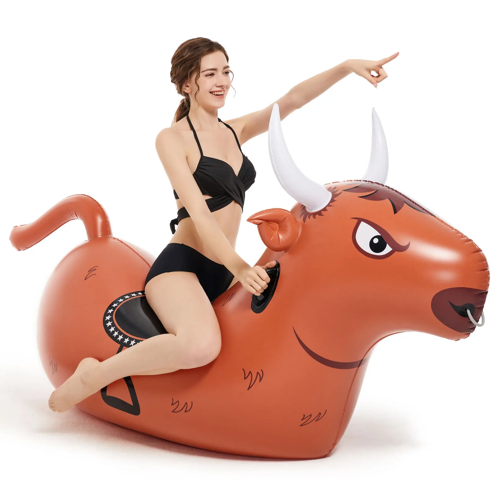 Best Selling Gigantic Bull Pool Float Inflatable Water Ride on for Adults Kids with Rapid Valves Heavy-Duty Vinyl Easy to