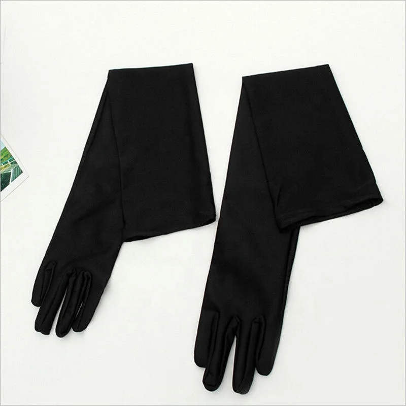 Classic Adult Black White Red Grey Skin Opera/Elbow/Wrist Stretch Satin Finger Long Mitten Women Flapper Mitten Matching Costume