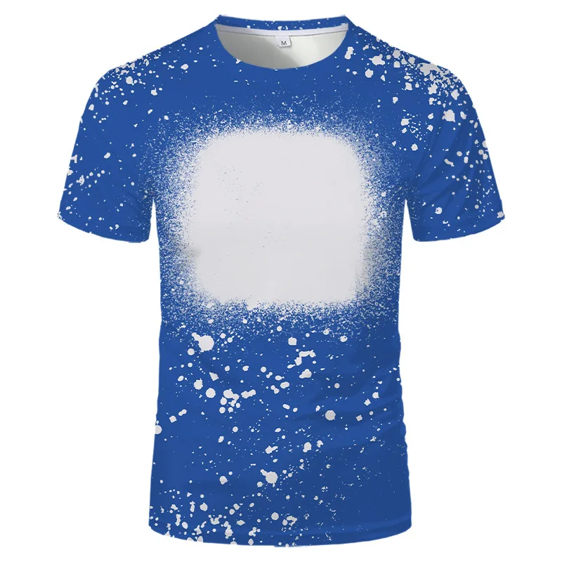 Wholesale Custom Bleached Sublimation Blanks T-shirt Faux Bleach Polyester T shirt Sublimation Shirts
