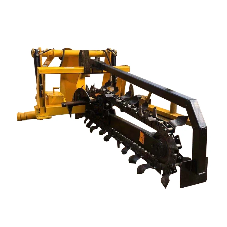 PTO Stainless Steel Conveyor Chain Ditcher Digging Machine tractor Mounted Agriculture Ground Pipeline Cable Pavement Trencher