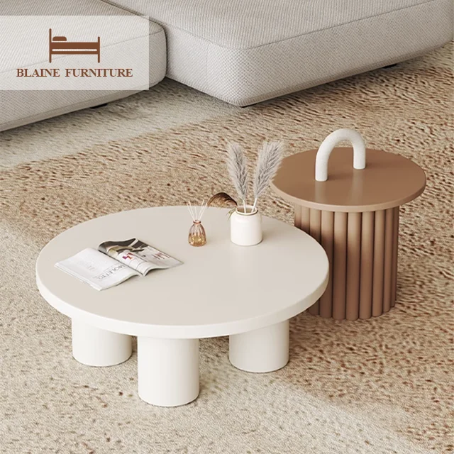 Wholesale Of New Products Living Room Center Table Solid Wood Frame Furniture Eco-friendly Lacquer Round Shape Coffee Table
