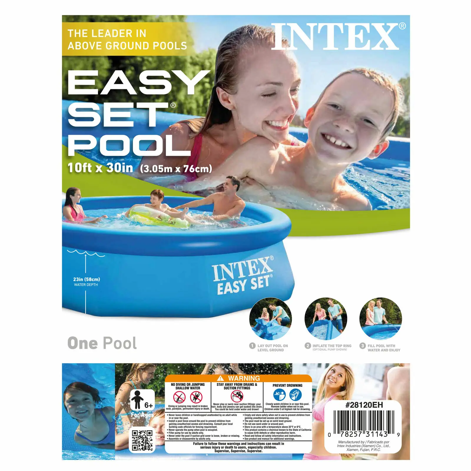 TOP sale Intex 28120 Kids Play Easy Set Rubber Inflatable Above Ground Pool Backyard Garden Round Family Swimming Pool
