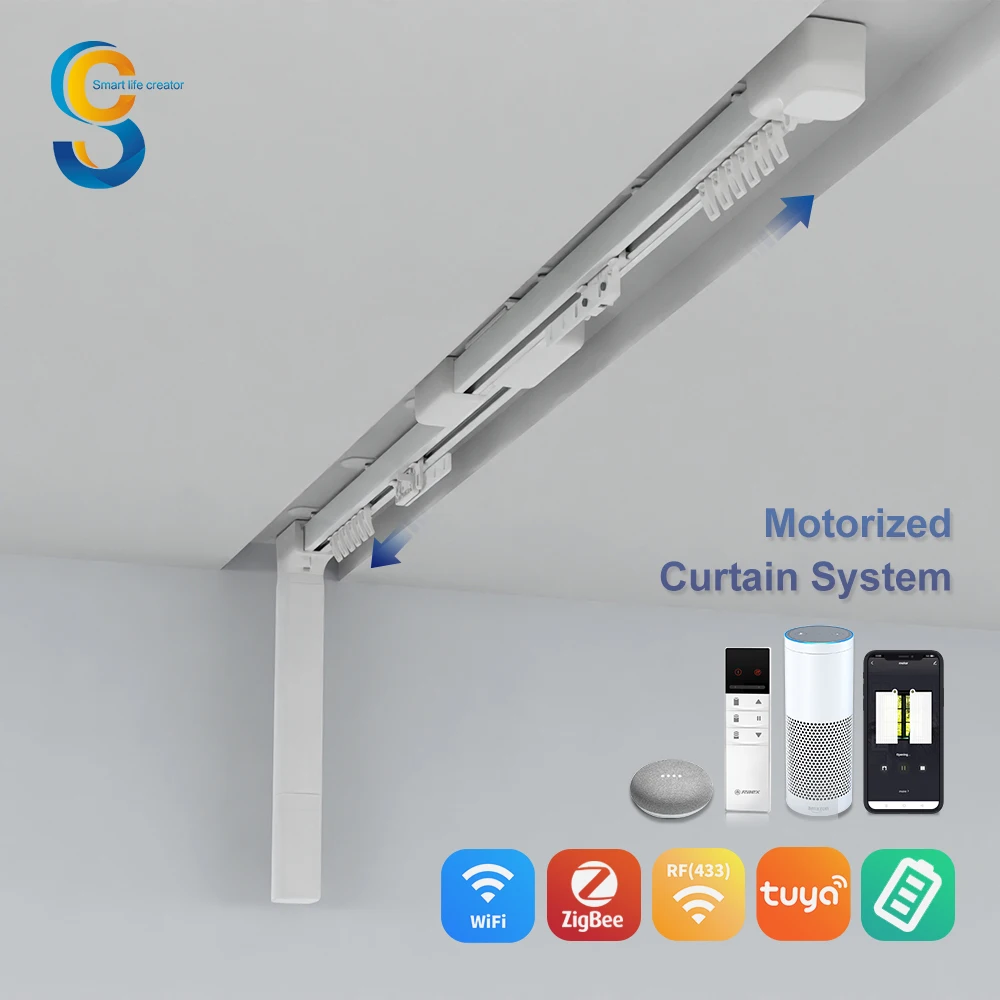 Guide Rail Slide Window Sliding 1.69-4m Extendable Length Motorized Tuya Smart Rs485 Quiet Curtain Round Track By Meter