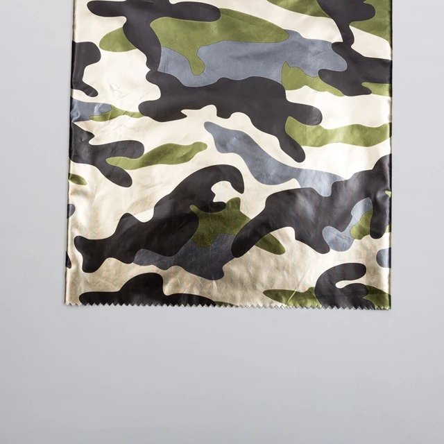 65gsm 100% Polyester camouflage foil coating taffeta Fabric  for garment