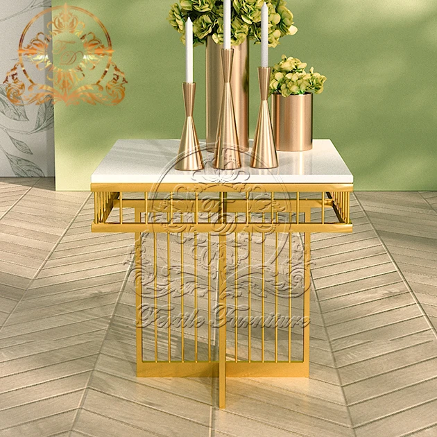 Home Gold Luxury Glass Low Height Wedding Event Banquet Living Room Furniture Nordic Small Guangzhou Coffee Table