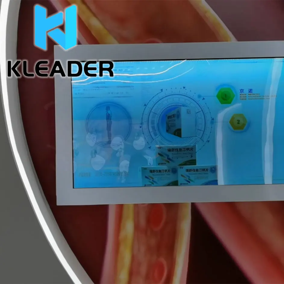 Holographic 3D indoor advertising showcase LCD screen touch Transparent Multitouch Displays capacitive touch holographic display