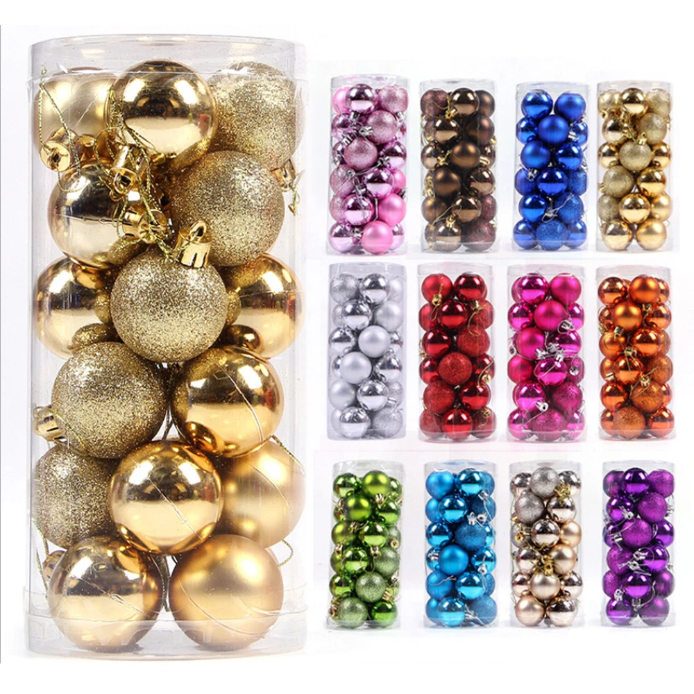 
3-4cm 24pcs Plastic Decoration Ornaments Santa Ball Set Christmas Tree Balls 