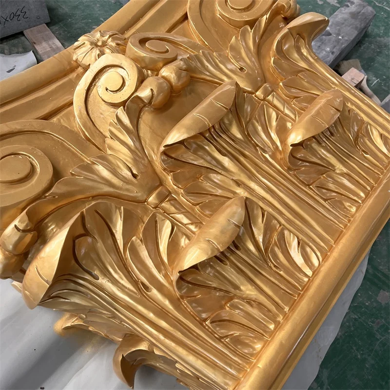 Modern Design Hand Carved Golden Column Capital For Home Factory Cheap Wholesale Golden Roman Column Top