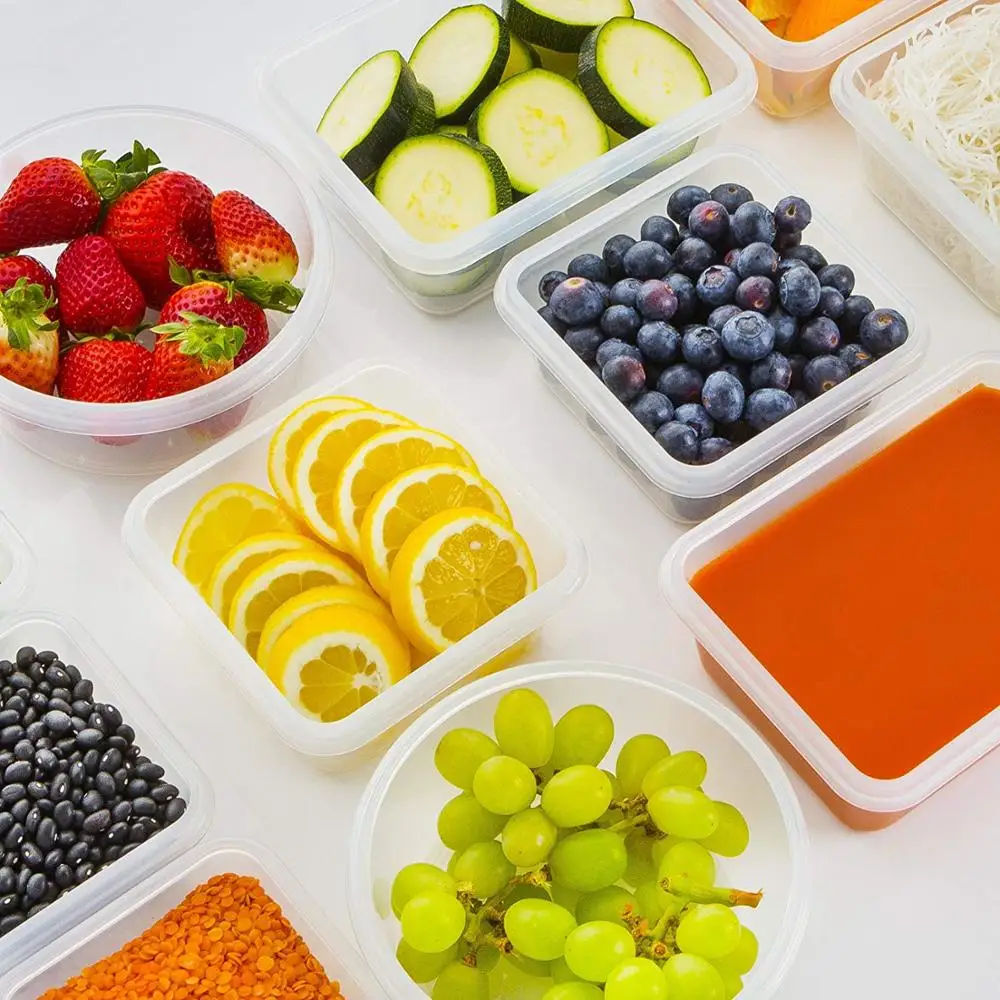 BPA Free Hot Selling 12 pcs set Round Airtight Food Storage Plastic Containers Set With Black Lid