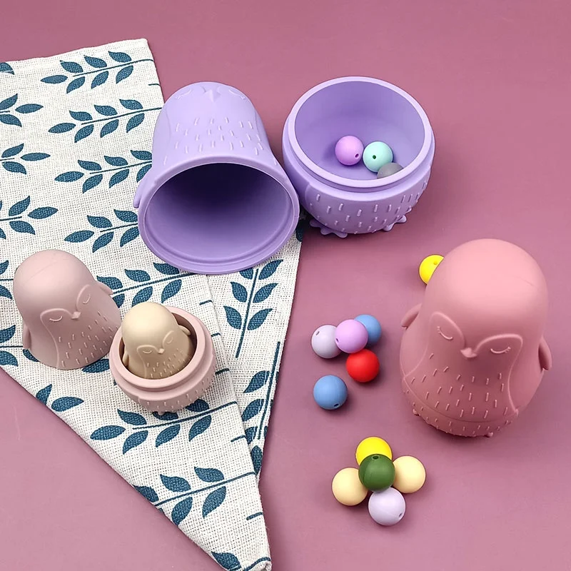 Factory Price Baby Penguin Nesting Dolls Toy Set Cartoon Animal Silicone Doll Kit for Babies and Toddlers The Best Gift For Kids