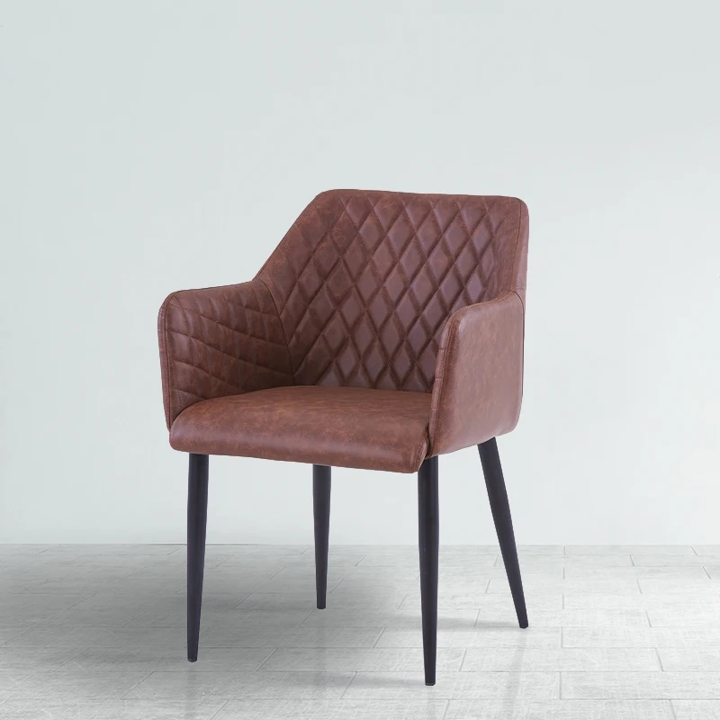 2021 Hot Sale Powder Coating Legs dinning Brown Leather PU Dining Chair