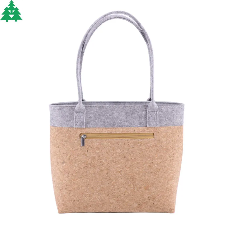 Shopping Bags Lady Women Handbags Popular Felt and Cork Products Handmade Fabric Fashion Customized Logo