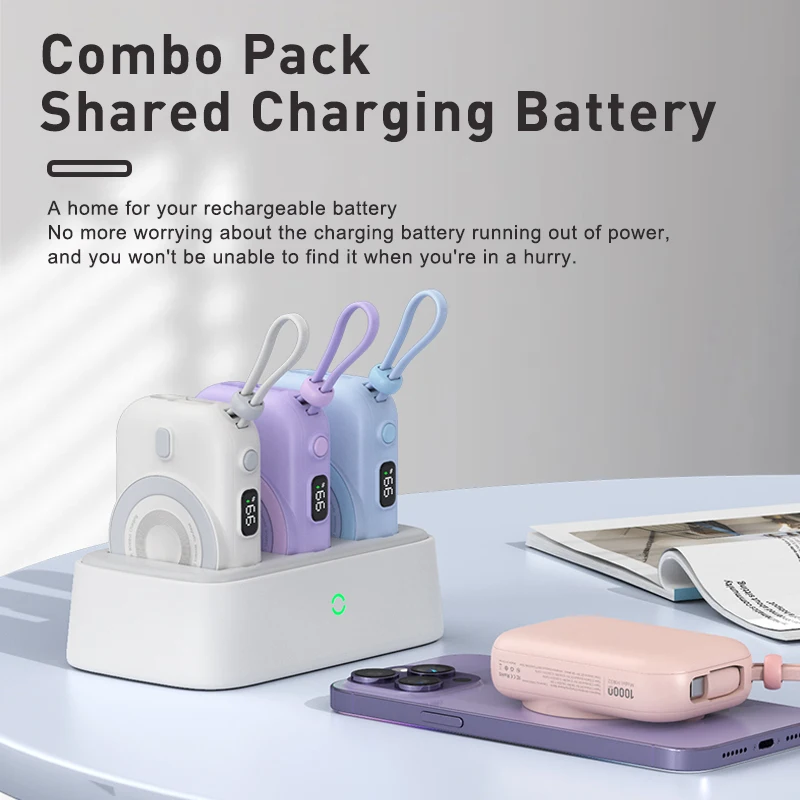 OEM Custom Logo Shared Mini Power Bank 10000mah Portable Wireless Banks Fast Charging Powerbank