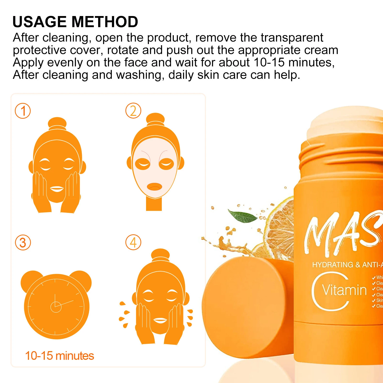 4 pcs clay Green Tea Mask Stick Blackhead Remover charcoal stick mask Deep Pore Cleansing  Skin Brightening orange mask stick