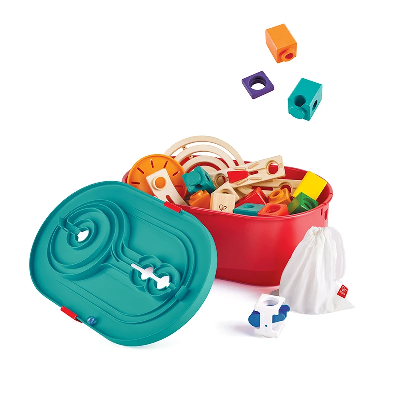 Hape Quadrilla Marble Run Block Educational Toys Marble Race Run Magnetic Tiles for kids