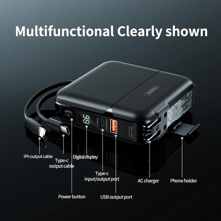  Remax Join Us 15000 mah PowerBank 18W Pd Портативный Держатель зарядного устройства Быстрая зарядка Внешняя батарея настенный адаптер банк питания с