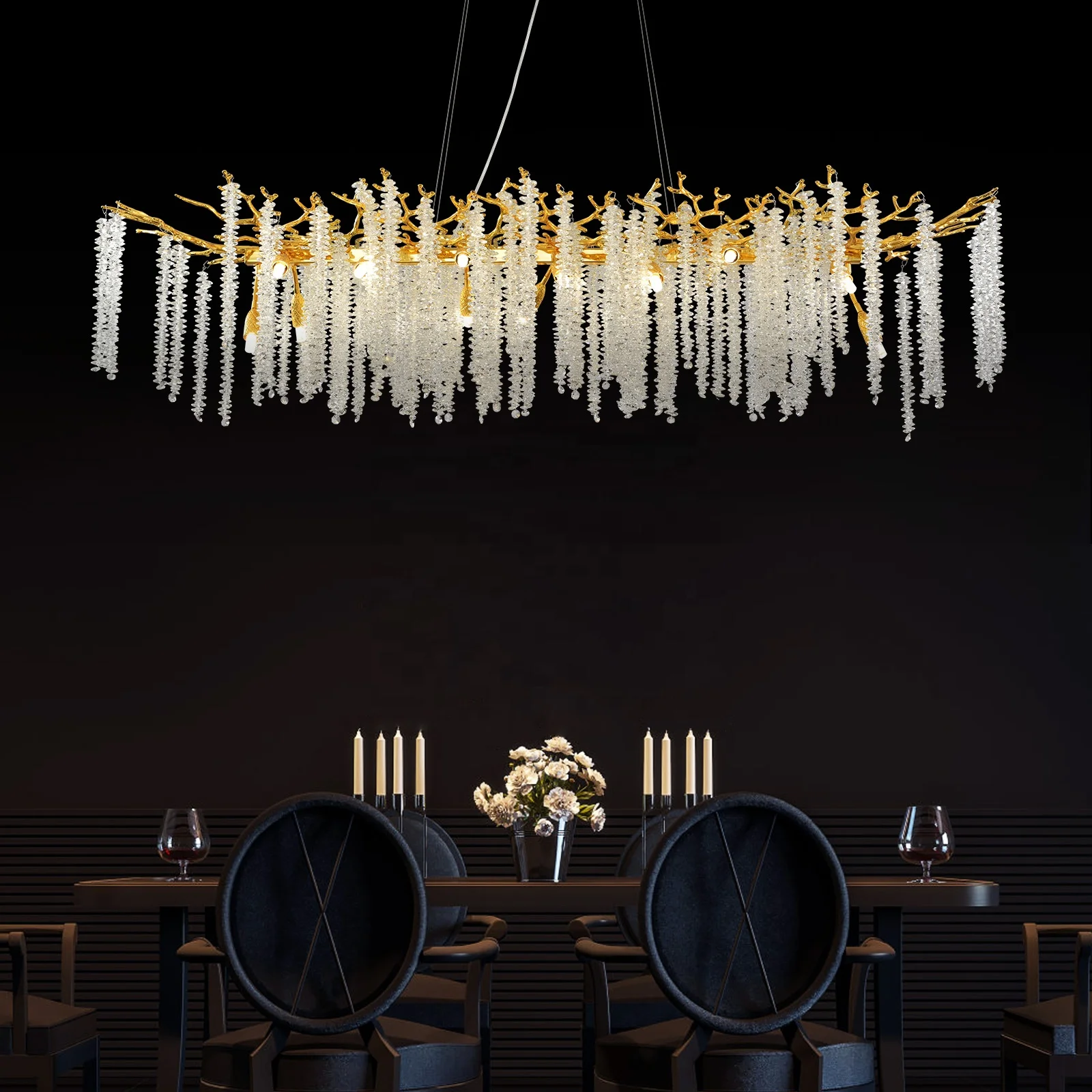 Detachable low shipping die-casting aluminum branch chandelier for indoor living room dining room island chandelier crystal