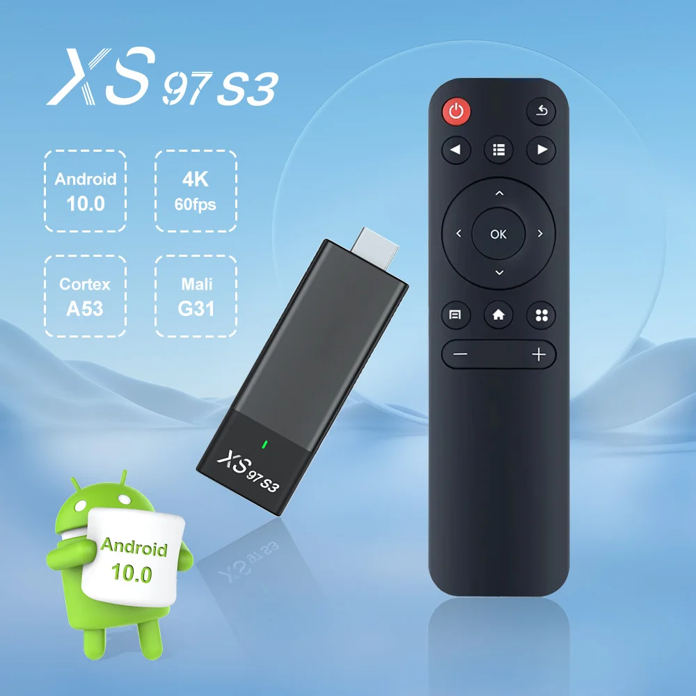 XS97 S3 Wholesale OEM/ODM XS97 Programmable Tvstick Allwinner H313 Iptv Stick Dual Wifi Android 10 4k Smart Tv Stick