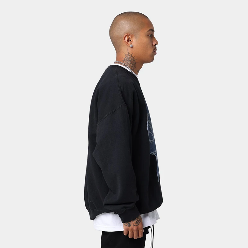  WKER Customized Men New Arrival Antelope Sportswear Stylish Black Print Comfort Sweatshirt