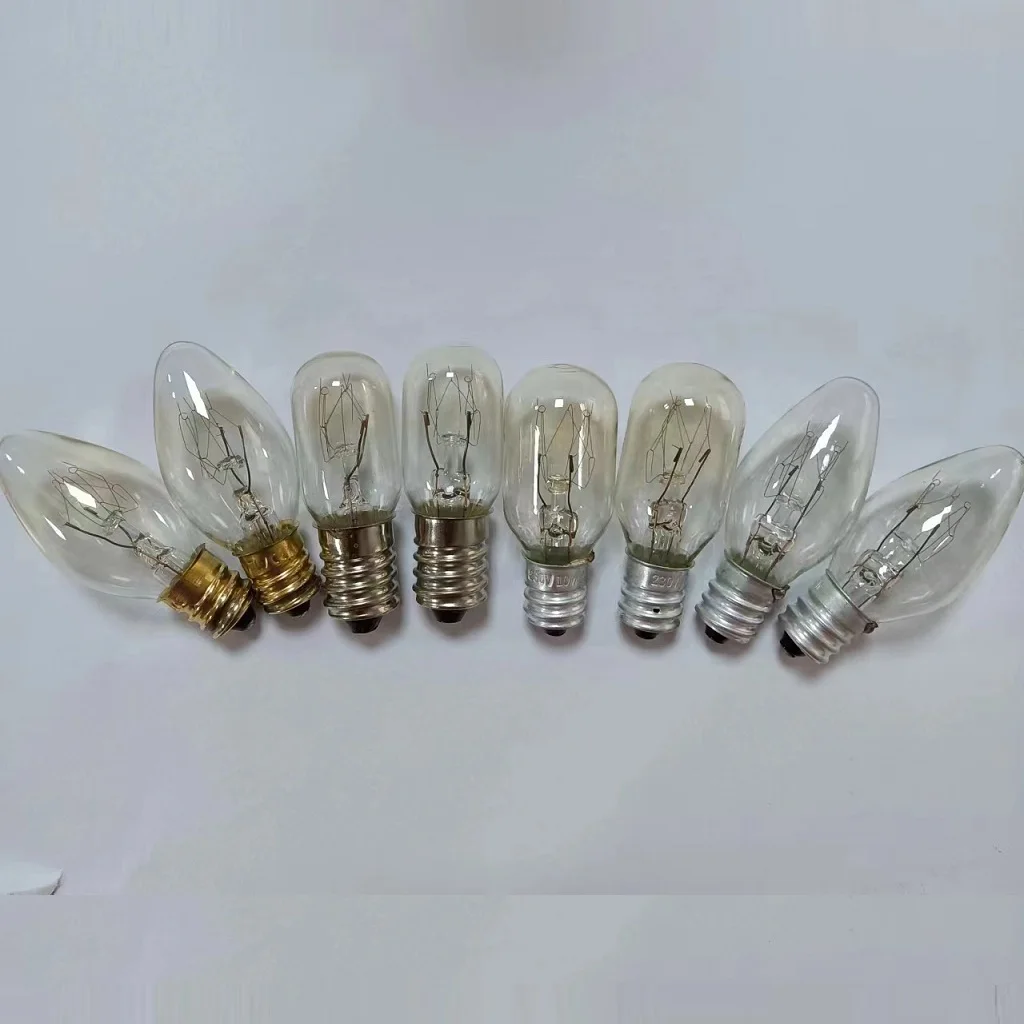110V 220V Glass Tungsten Filament Light Lamp E12 C14 C7 C9 5W 7W 10W 15W Incandescent Clear Bulb