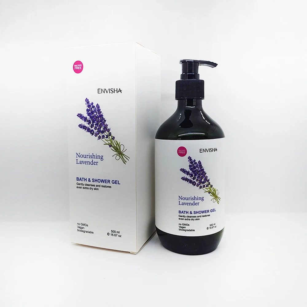 Custom Body Wash Private Label Lavender Fragrance Lightening Foaming Shower Gel 500ml